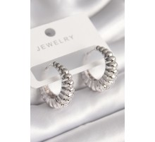 Pirinç Gümüş Renk Sarmal Halka Model Kadın Küpe