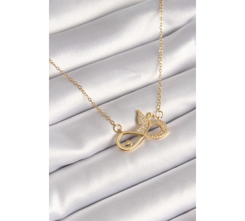 316L Çelik Gold Renk Zirkon Zincir Taşı Sonsuzluk Kelebek Model Kadın Kolye 316L Çelik Gold Renk Zirkon Zincir Taşı Sonsuzluk Kelebek Model Kadın Kolye