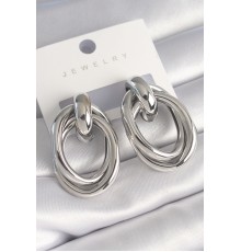 Pirinç Gümüş Renk Oval Sarmal Model Kadın Küpe