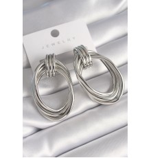 Pirinç Gümüş Renk Oval Model Kadın Küpe