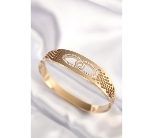 316L Çelik Gold Renk Zirkon Taşlı Kadın Kelepçe Bilezik 316L Çelik Gold Renk Zirkon Taşlı Kadın Kelepçe Bilezik