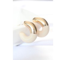 CCB Krem Gold Çift Renk Küpe