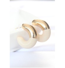 CCB Krem Gold Çift Renk Küpe