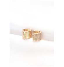 Pirinç Gold Renk Taşlı Minimal Küpe