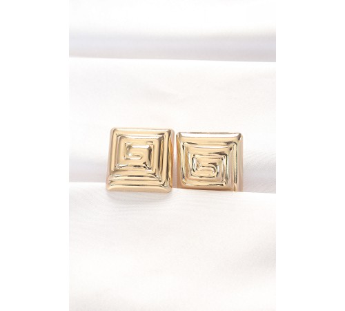 Pirinç Gold Renk Kare Form Küpe Pirinç Gold Renk Kare Form Küpe