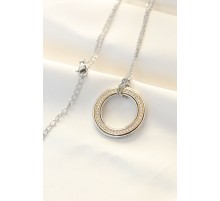 316L Çelik Zirkon Taşlı Çift Renkli Tifany Kolye