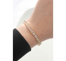 Pirinç Zirkon Taşlı Gold Renk Su Yolu Bileklik