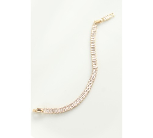 Pirinç Zirkon Taşlı Gold Renk Su Yolu Bileklik