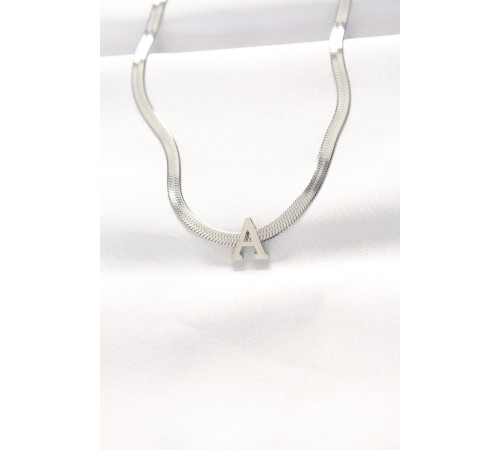 316L Çelik A Harfli Silver Renk İtalyan Zincirli Kolye 316L Çelik A Harfli Silver Renk İtalyan Zincirli Kolye