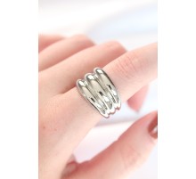 Silver Renk Ayarlanabilir Çizgili Bombe Yüzük