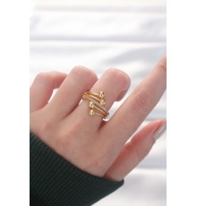 Topçuk Model Zirkon Taşlı Gold Renk Ayarlanabilir Yüzük