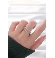 2li Görünümlü Topçuk Model Silver Renk Ayarlanabilir Yüzük