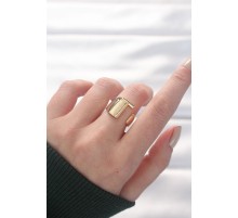 T Harfli Altın Renk Ayarlanabilir Yüzük