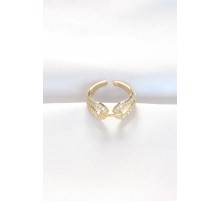 Zirkon Taşlı Gold Renk Ayarlanabilir Yüzük