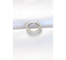Sıralı Baget Taşlı Silver Renk Ayarlanabilir Yüzük