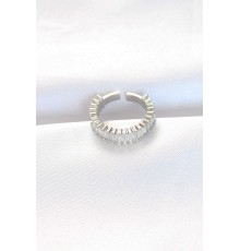 Sıralı Baget Taşlı Silver Renk Ayarlanabilir Yüzük