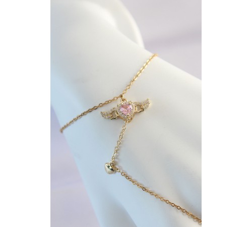 316L Çelik Gold Renk Pembe Zirkon Taşlı Kanatlı Kalp Model Şahmeran 316L Çelik Gold Renk Pembe Zirkon Taşlı Kanatlı Kalp Model Şahmeran
