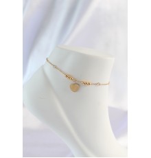 316L Çelik Gold Renk Zirkon Taş Detay Kalpli Halhal