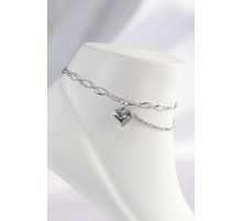 316L Çelik Gümüş Renk Kalp Tasarımlı Halhal