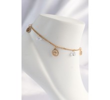 316L Çelik Gold Renk Zirkon Taşlı Yıldızlı Halhal