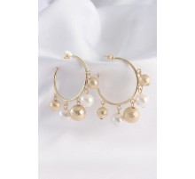 Pirinç Gold Renk Topçuk Model Halka Küpe