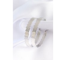 Pirinç Gümüş Renk Tırtıklı Halka Küpe