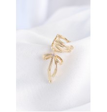 Pirinç Gold Renk Zirkon Taş Detay Fiyonk Model Earcuf Küpe