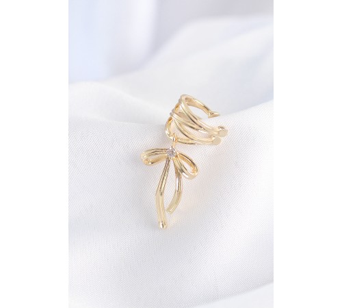 Pirinç Gold Renk Zirkon Taş Detay Fiyonk Model Earcuf Küpe Pirinç Gold Renk Zirkon Taş Detay Fiyonk Model Earcuf Küpe