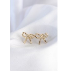 Pirinç Gold Renk Minimal Fiyonk Küpe