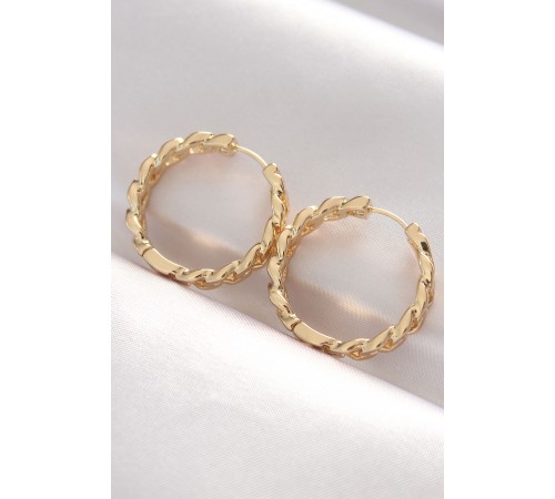 Pirinç Gold Renk Zincir Model Halka Küpe Pirinç Gold Renk Zincir Model Halka Küpe