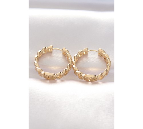 Pirinç Gold Renk Zincir Model Halka Küpe Pirinç Gold Renk Zincir Model Halka Küpe