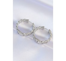 Pirinç Gümüş Renk Zincir Model Halka Küpe