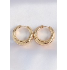 Pirinç Gold Renk Asimetrik Kıvrım Küpe