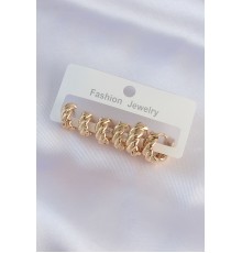 Pirinç Gold Renk Minimal Tırtıklı Küpe Seti