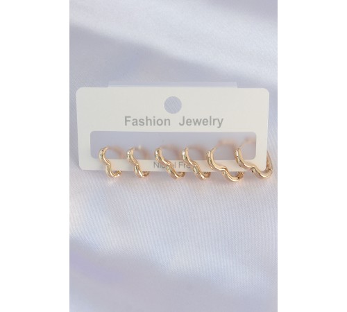 Pirinç Gold Renk Kalp Model Küpe Seti Pirinç Gold Renk Kalp Model Küpe Seti