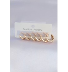 Pirinç Gold Renk Oval Küpe Seti