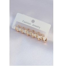 Pirinç Gold Renk Oval Küpe Seti