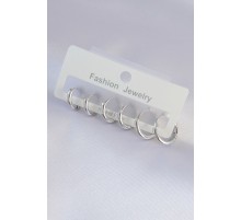 Pirinç Gümüş Renk Oval Küpe Seti