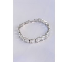 Vip Seri Pirinç Zirkon Taşlı Gümüş Renk Baget Su Yolu Model Bileklik