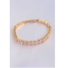 Vip Seri Pirinç Pembe Zirkon Taşlı Gold Renk Baget Model Bileklik