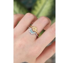 Pirinç Zirkon Taşlı 2li Ayarlanabilir Arkadaş Yüzüğü