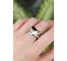 Pirinç Gümüş Renk Ayarlanabilir Kalın Ezme Yüzük