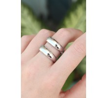 Pirinç Gümüş Renk Ayarlanabilir Şerit Yüzük