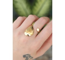 Pirinç Gold Renk Ayarlanabilir İri Bombeli Yüzük