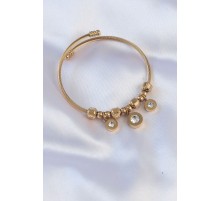 316L Çelik Gold Renk Zirkon Taşlı Model Charm Bileklik
