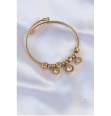 316L Çelik Gold Renk Zirkon Taşlı Model Charm Bileklik