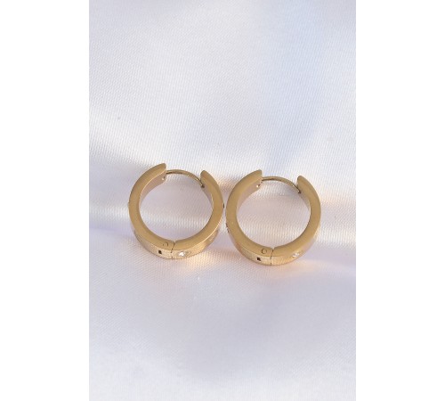 316L Çelik Gold Renk Zirkon Taşlı Model Halka Küpe 316L Çelik Gold Renk Zirkon Taşlı Model Halka Küpe