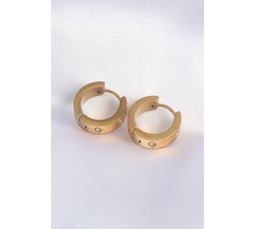 316L Çelik Gold Renk Zirkon Taşlı Minimal Model Halka Küpe 316L Çelik Gold Renk Zirkon Taşlı Minimal Model Halka Küpe