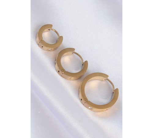 316L Çelik Gold Renk Zirkon Taşlı Model 3lü Halka Küpe 316L Çelik Gold Renk Zirkon Taşlı Model 3lü Halka Küpe