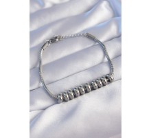 316L Çelik Gümüş Renk Oval Figürlü Bileklik